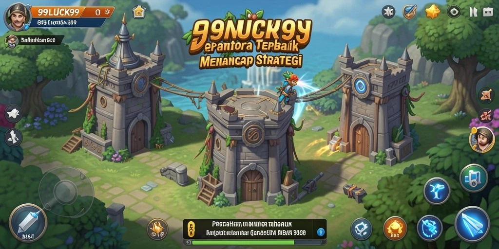 Screenshot menunjukkan gameplay intens dalam Tower Defense.