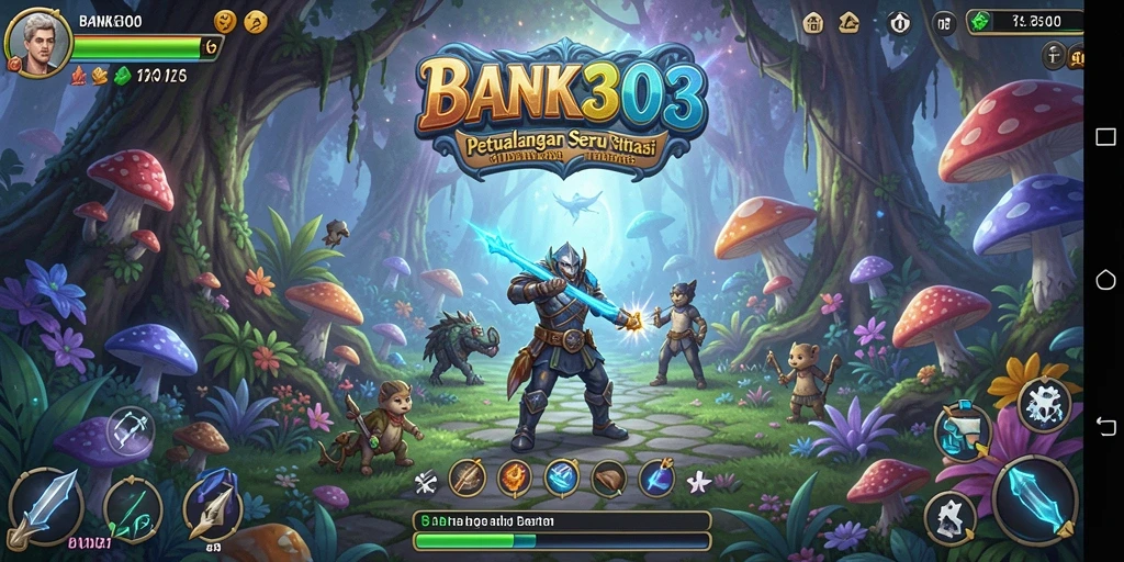 Screenshot gameplay BANK303 menunjukkan petualangan mendebarkan di dunia fantasi.