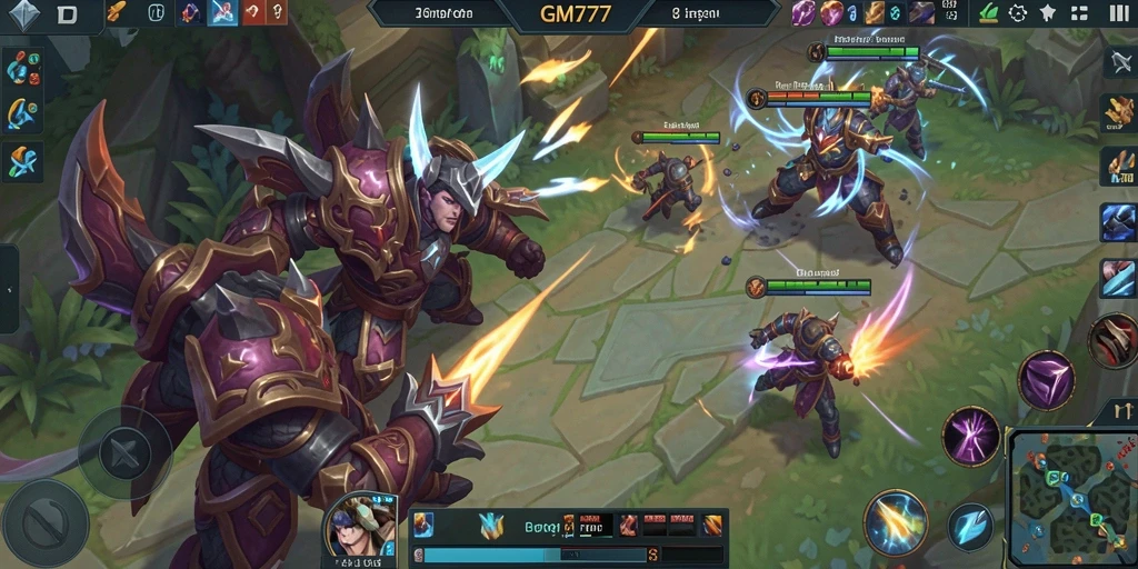 Tampilan gameplay seru dari GM777 dalam aksi MOBA.