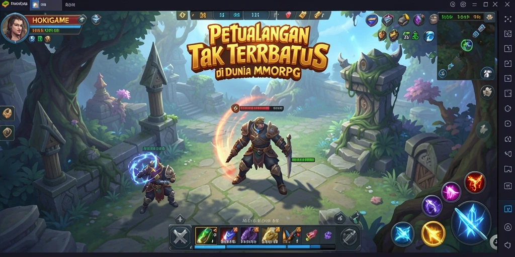 Screenshot gameplay HOKIGAME dengan aksi seru dalam pertempuran MMORPG.