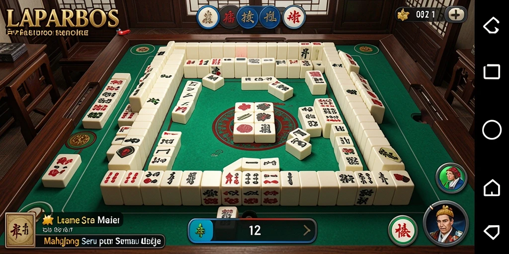 Gameplay LAPARBOS menampilkan aksi Mahjong yang mendebarkan.
