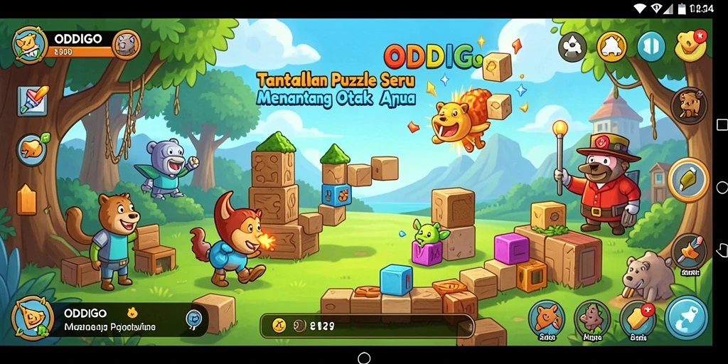 Tampilan gameplay puzzle yang menantang di ODDIGO.