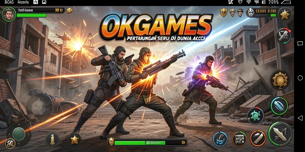 Tampilan aksi seru dan gameplay mendebarkan di OKGAMES.