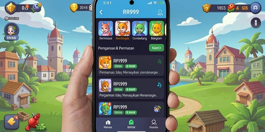 Screenshot gameplay dari RR999 yang menunjukkan suasana santai dan interaksi karakter.