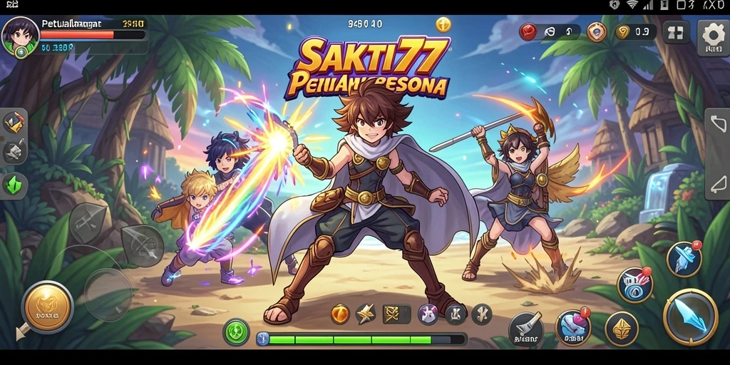 Screenshot gameplay menampilkan pertarungan karakter anime yang seru.