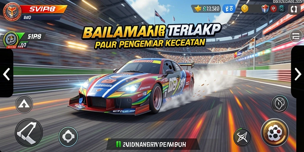Tangkapan layar utama SVIP8 menampilkan aksi balapan yang mendebarkan.