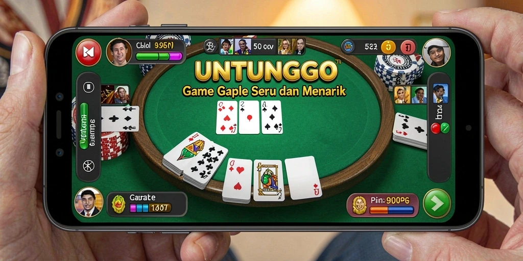 Screenshot utama UNTUNGGO menunjukkan gameplay Gaple yang mengasyikkan.
